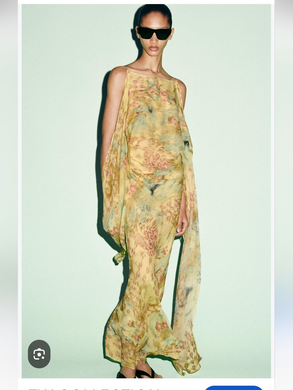 NWT Zara Yellow Floral-Print Draped Maxi Dress small, See Description